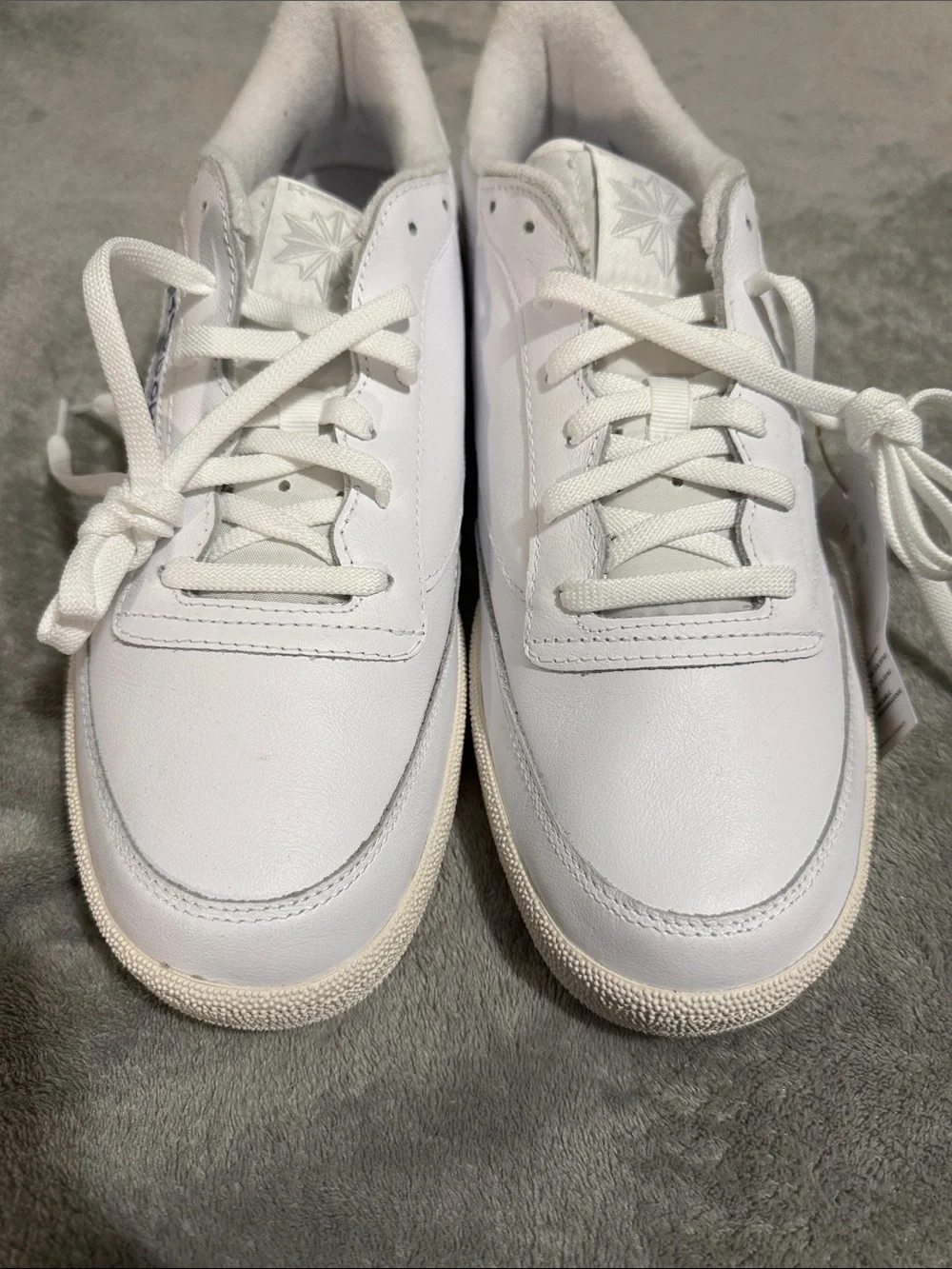Reebok White Low-Top Leather Sneakers with Off-White Sole